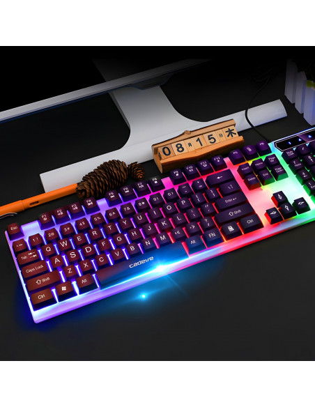 
Laidinė multimedijos klaviatūra su foniniu apšvietimu žaidėjams, spalvinga USB
