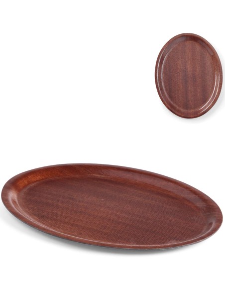 Neslystantis medinis padavėjo padėklas - ovalus 29x21cm