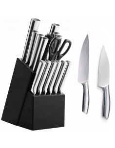 
Plieninių virtuvinių peilių rinkinys bloke - 16 dalių.
