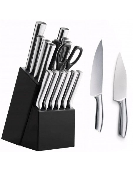 
Plieninių virtuvinių peilių rinkinys bloke - 16 dalių.
