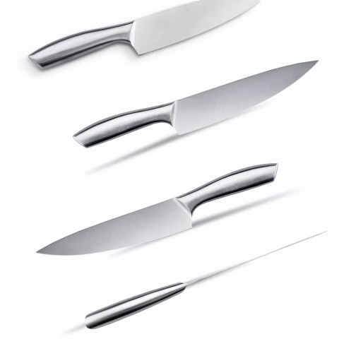 
Plieninių virtuvinių peilių rinkinys bloke - 16 dalių.
