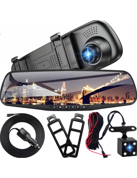 
Automobilinis vaizdo registratorius su galinio vaizdo kamera veidrodyje FULL HD TF
