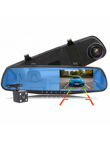 
Automobilinis vaizdo registratorius su galinio vaizdo kamera veidrodyje FULL HD TF
