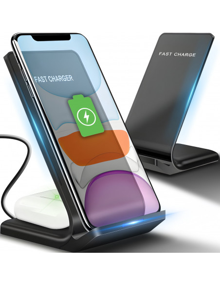 
Belaidis indukcinis išmaniojo telefono įkroviklis su Qi 10W stovu
