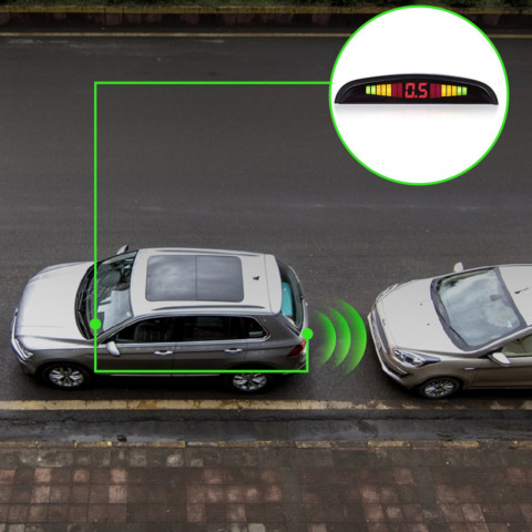 
Atbulinės eigos parkavimo jutikliai priekyje ir gale, 4 LED LCD jutikliai
