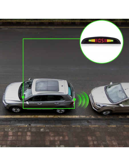 
Atbulinės eigos parkavimo jutikliai priekyje ir gale, 4 LED LCD jutikliai
