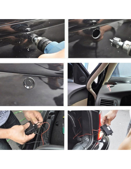 
Atbulinės eigos parkavimo jutikliai priekyje ir gale, 4 LED LCD jutikliai
