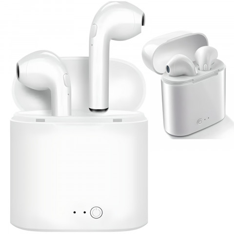 
„BT i7s“ belaidės ausinės su išorinės baterijos funkcija – baltos
