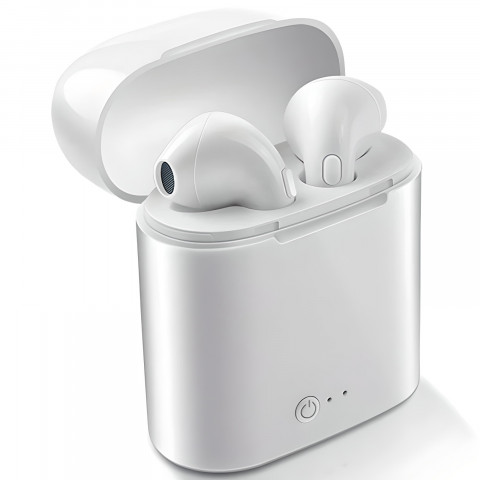 
„BT i7s“ belaidės ausinės su išorinės baterijos funkcija – baltos
