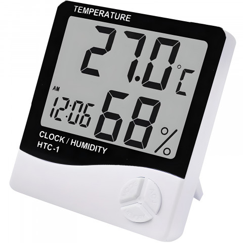 
Skaitmeninis termometras-higrometras su žadintuvu ir data, stovintis, maitinamas baterijomis, 0–50 °C

