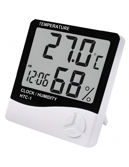 
Skaitmeninis termometras-higrometras su žadintuvu ir data, stovintis, maitinamas baterijomis, 0–50 °C
