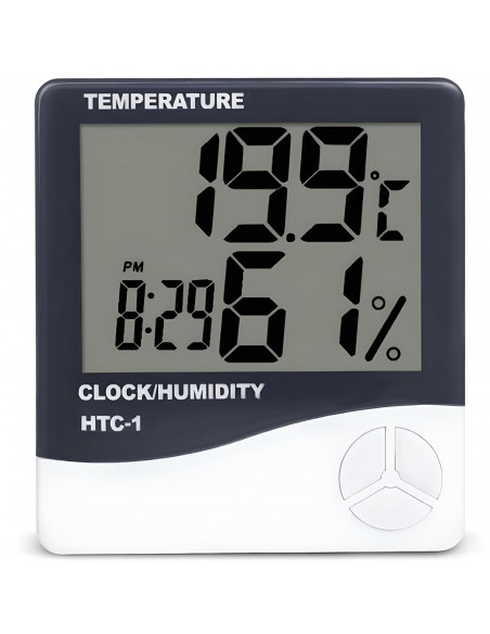
Skaitmeninis termometras-higrometras su žadintuvu ir data, stovintis, maitinamas baterijomis, 0–50 °C
