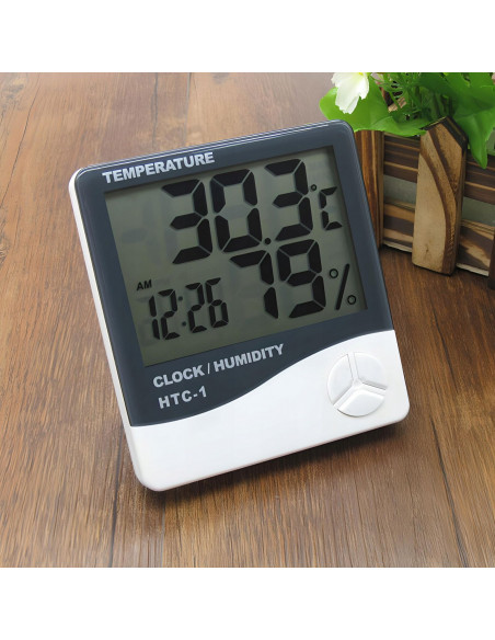 
Skaitmeninis termometras-higrometras su žadintuvu ir data, stovintis, maitinamas baterijomis, 0–50 °C
