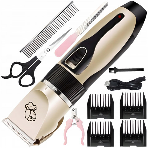 
Belaidis ir elektra maitinamas šunų kirpimo aparatas su 4 priedais
