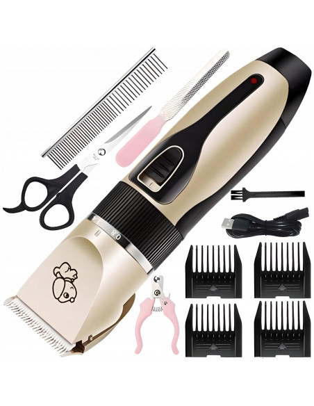 
Belaidis ir elektra maitinamas šunų kirpimo aparatas su 4 priedais
