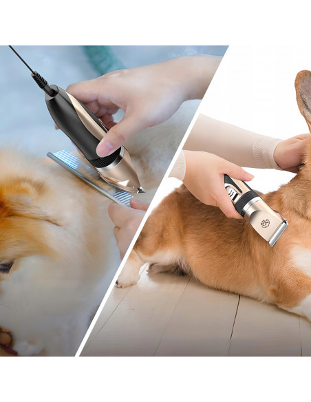 
Belaidis ir elektra maitinamas šunų kirpimo aparatas su 4 priedais
