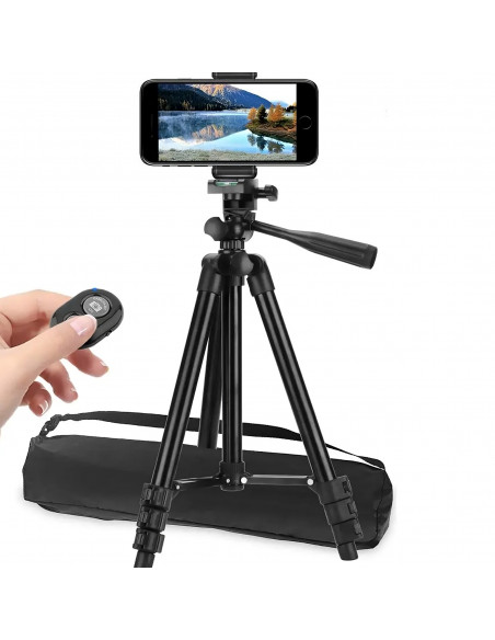 
Trikojis stovas su telefono laikikliu ir „Bluetooth“ nuotolinio valdymo pultu, 35–103 cm
