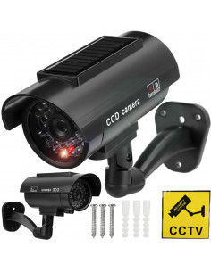 
Netikra stebėjimo kamera su mirksinčiu saulės energija varomu LED
