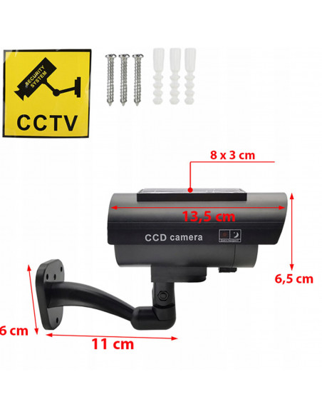 
Netikra stebėjimo kamera su mirksinčiu saulės energija varomu LED
