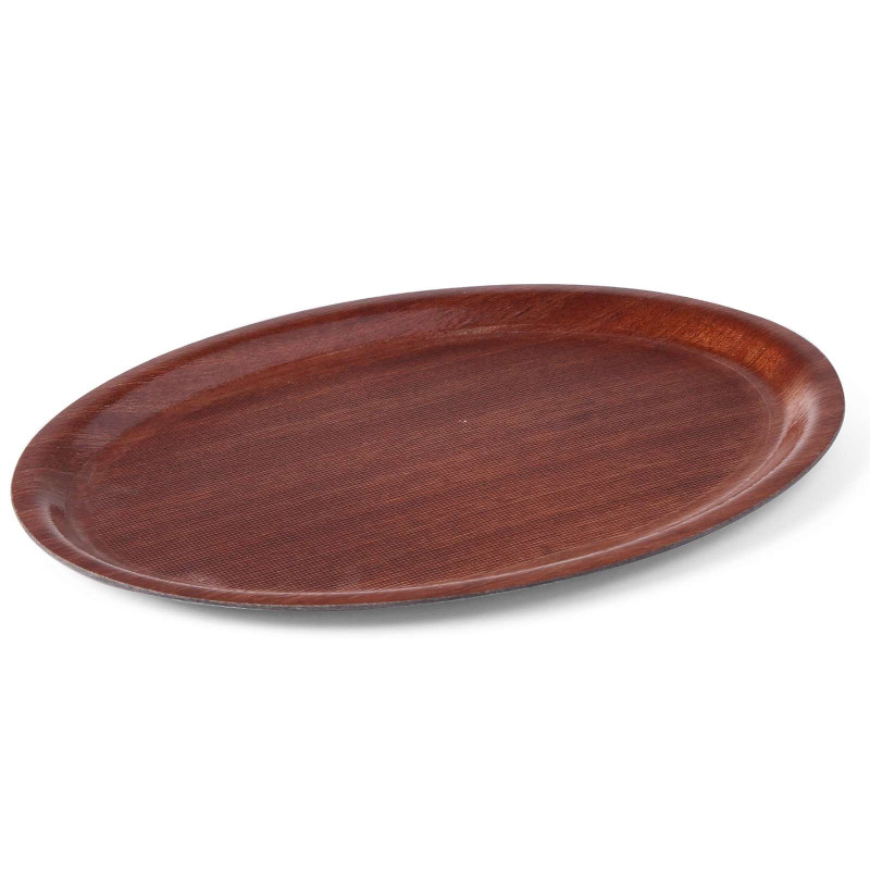 Neslystantis medinis padavėjo padėklas - ovalus 29x21cm