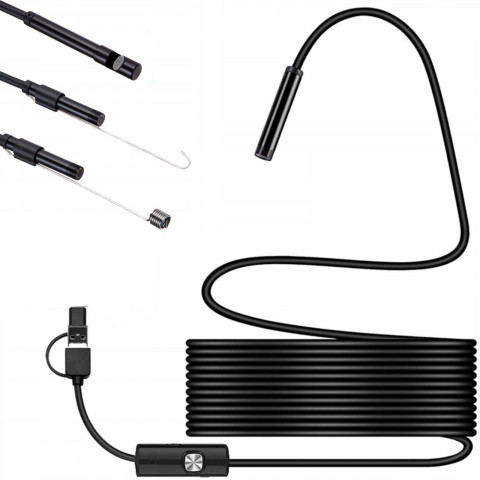 
Endoskopo apžiūros kamera, 3 antgaliai, IP67, 6 LED
