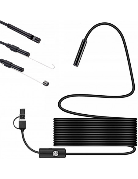 
Endoskopo apžiūros kamera, 3 antgaliai, IP67, 6 LED
