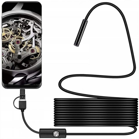 
Endoskopo apžiūros kamera, 3 antgaliai, IP67, 6 LED
