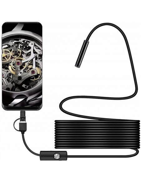 
Endoskopo apžiūros kamera, 3 antgaliai, IP67, 6 LED
