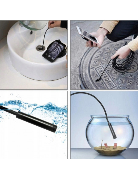 
Endoskopo apžiūros kamera, 3 antgaliai, IP67, 6 LED
