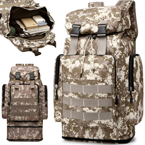 
Karinė taktinė išgyvenimo kuprinė 50 l – smėlio spalvos
