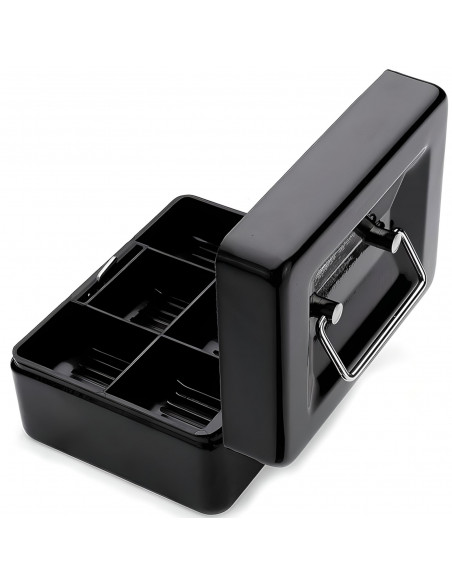 
Metalinė monetų dėžutė su rakto spyna 15 x 12 x 8 cm - juoda
