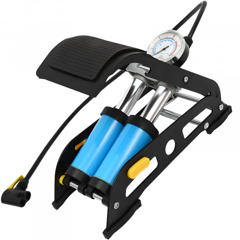 
Dvigubo stūmoklio kojinis siurblys automobiliui ir dviračiui su 10 barų manometru
