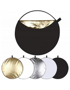 
Apvalus 5 viename fotoatšvaitas, aukso, sidabro, baltos spalvos, sulankstomas, 60 cm skersmens
