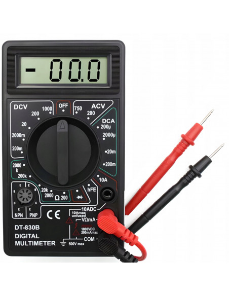 
Skaitmeninis multimetras srovės, įtampos ir varžos matuoklis 0–500 V 0–5 A
