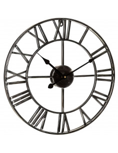 
Retro stiliaus sieninis laikrodis su romėniškais skaitmenimis LOFT, 50 cm skersmens - juodas

