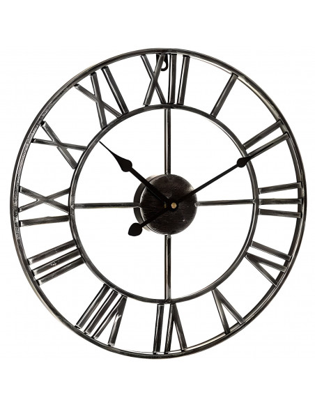 
Retro stiliaus sieninis laikrodis su romėniškais skaitmenimis LOFT, 50 cm skersmens - juodas
