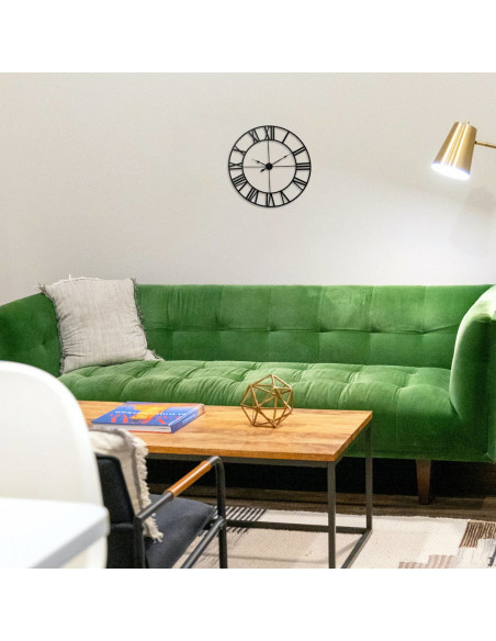 
Retro stiliaus sieninis laikrodis su romėniškais skaitmenimis LOFT, 50 cm skersmens - juodas
