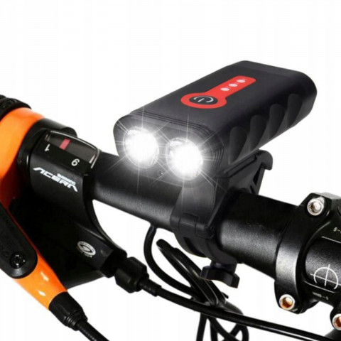 
Įkraunamas dviračio žibintas priekinis ir galinis, 4 režimai, 4400 mAh - 2 vnt.
