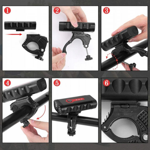 
Įkraunamas dviračio žibintas priekinis ir galinis, 4 režimai, 4400 mAh - 2 vnt.
