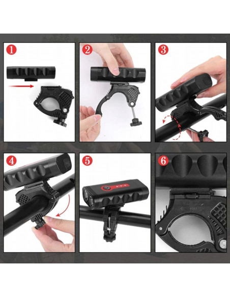 
Įkraunamas dviračio žibintas priekinis ir galinis, 4 režimai, 4400 mAh - 2 vnt.
