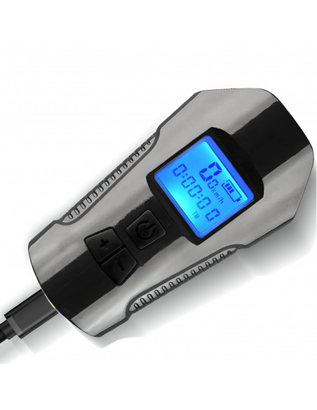 
5 viename įkraunamas dviračio žibintas su skaitikliu ir skambučiu, 1500 mAh
