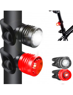 
Priekinis ir galinis baterijomis maitinamas dviračio žibintas, 3 režimai - 2 vnt.
