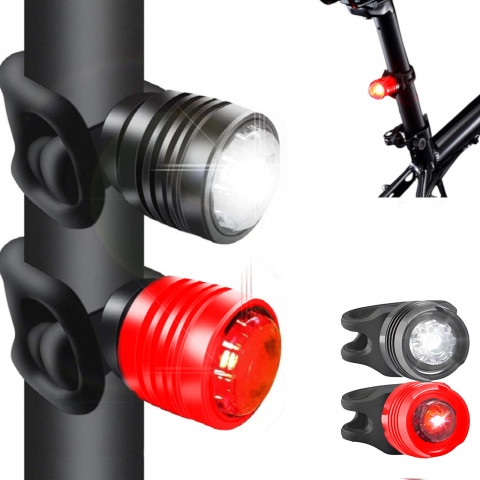 
Priekinis ir galinis baterijomis maitinamas dviračio žibintas, 3 režimai - 2 vnt.
