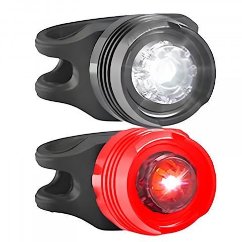 
Priekinis ir galinis baterijomis maitinamas dviračio žibintas, 3 režimai - 2 vnt.
