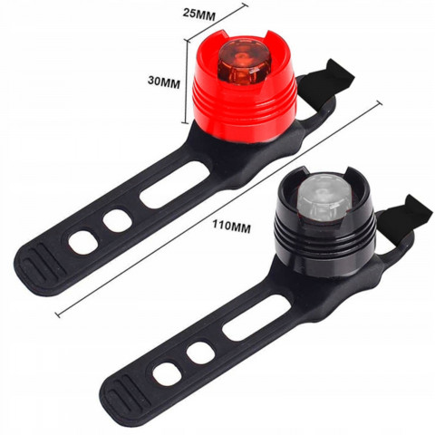 
Priekinis ir galinis baterijomis maitinamas dviračio žibintas, 3 režimai - 2 vnt.
