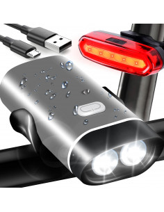 
Įkraunamas dviračio žibintas priekinis ir galinis, 3 režimai, 1800 mAh - 2 vnt.
