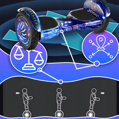 
Elektrinė riedlentė su „Hoverboard“ ir „Bluetooth“ garsiakalbiu bei LED šviesa, 10 colių
