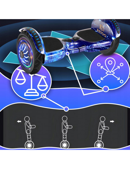 
Elektrinė riedlentė su „Hoverboard“ ir „Bluetooth“ garsiakalbiu bei LED šviesa, 10 colių
