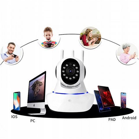 
Vidinė stebėjimo kamera su judesio aptikimu, „Wi-Fi“ sukimosi funkcija
