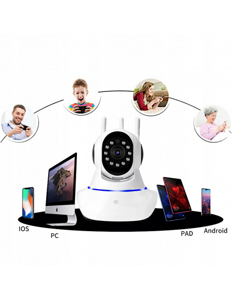 
Vidinė stebėjimo kamera su judesio aptikimu, „Wi-Fi“ sukimosi funkcija
